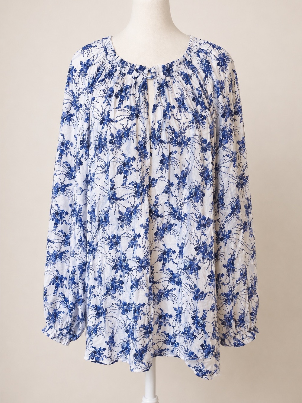 Lane Bryant •Floral Blue & White Lightweight Blouse • Size 18/20 2X • EUC